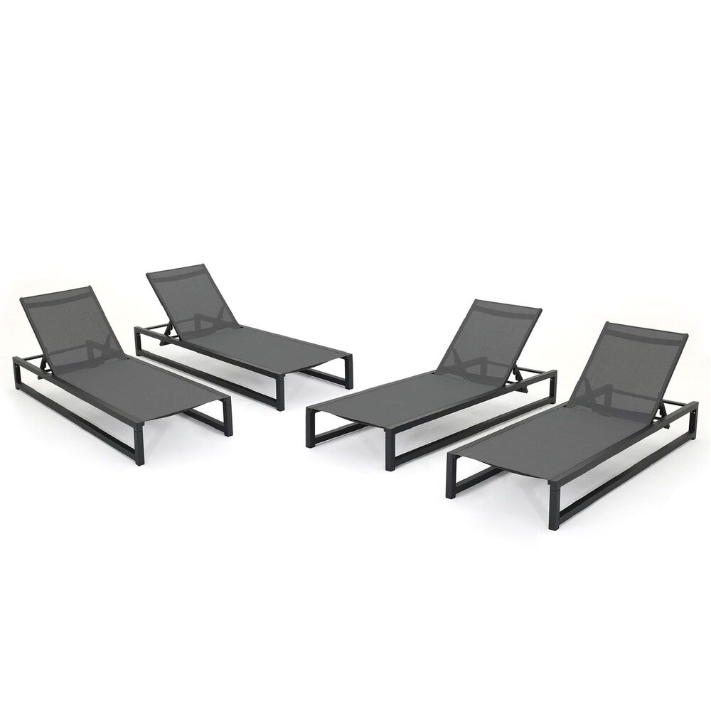 Noble House Modesta Patio Chaise Lounge in Gray (Set of 4), , large
