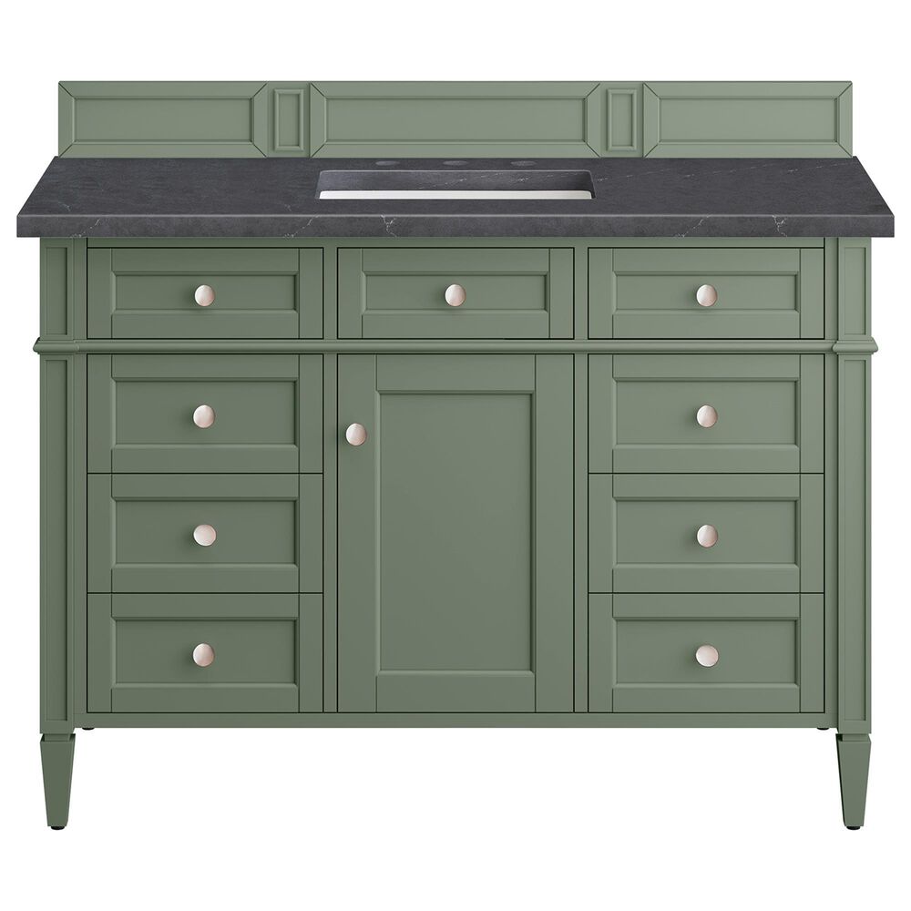 James Martin Vanities Brittany 48" Single Bathroom Vanity in Smokey Celadon with 3 cm Charcoal Soapstone Quartz Top and Rectangular Sink, , large