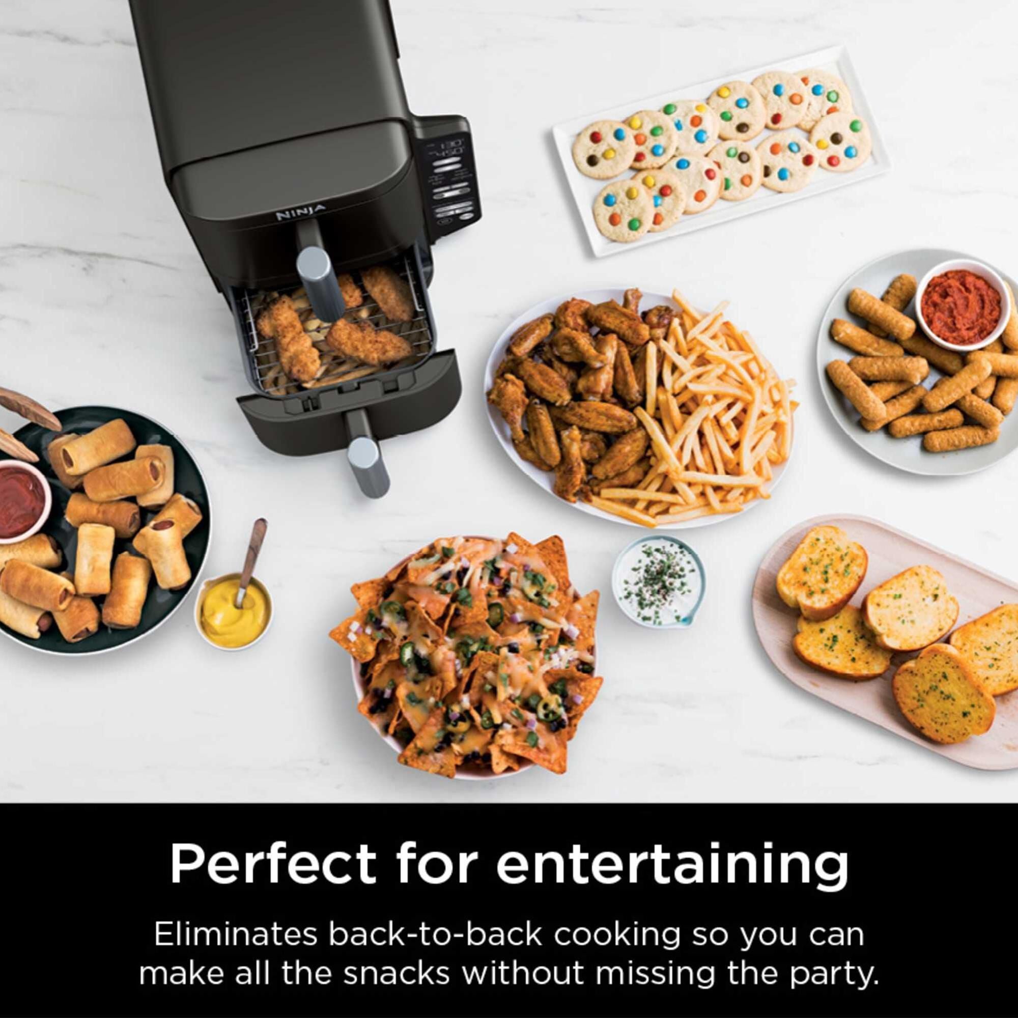 Ninja 8 Qt. 6-in-1 Air Fryer with 2-Basket in Pantone Black