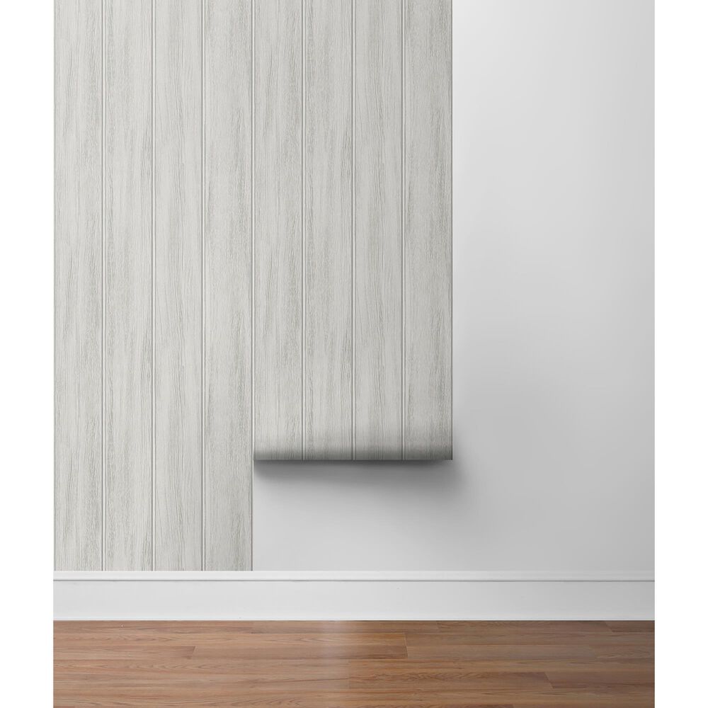 NextWall Wood Panel 216" x 20.5" Peel and Stick Wallpaper in Weathered Grey, , large