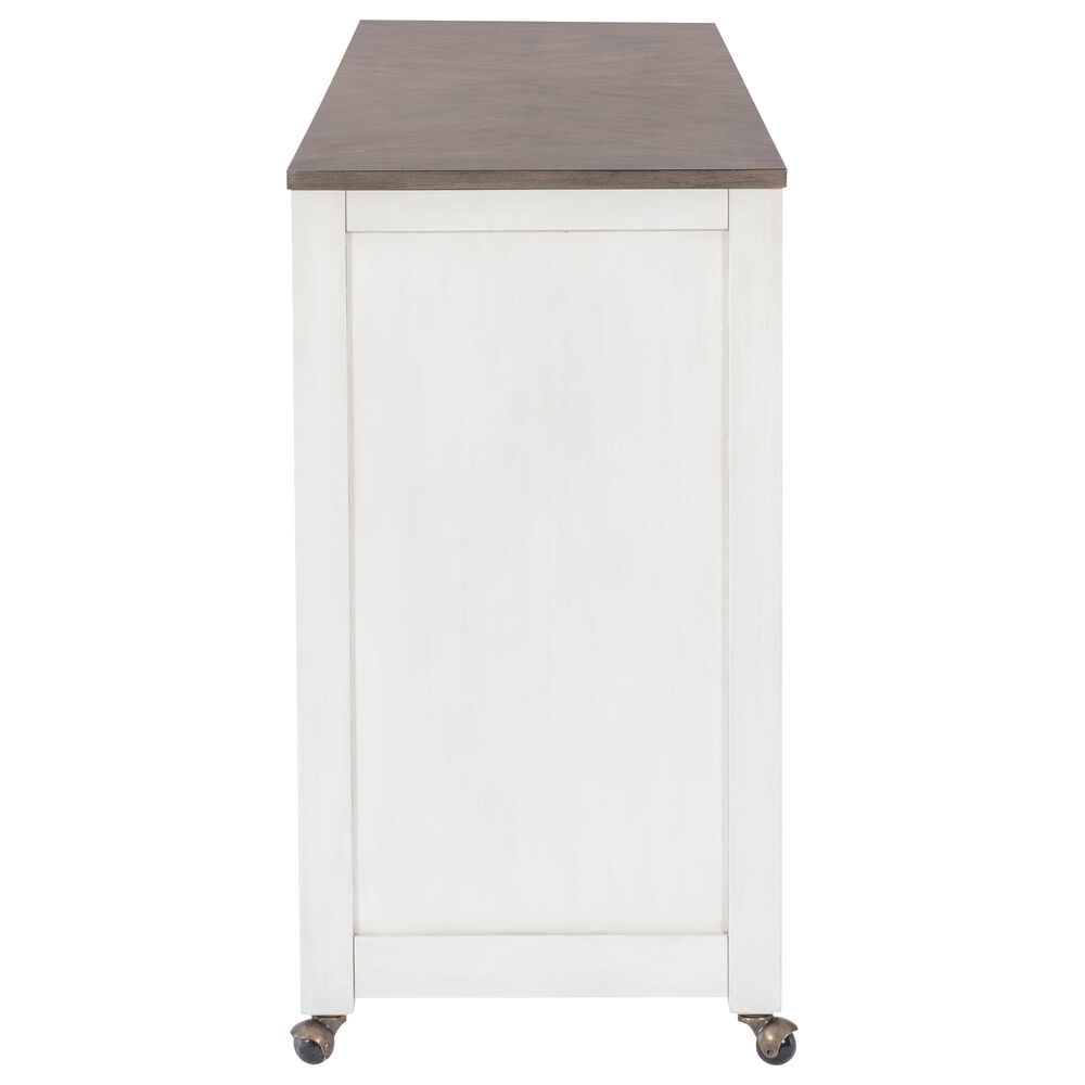 Linon Home Decor Westlee 5-Piece Rectangular Nesting Consoles and Stool Set in White and Light Brown, , large