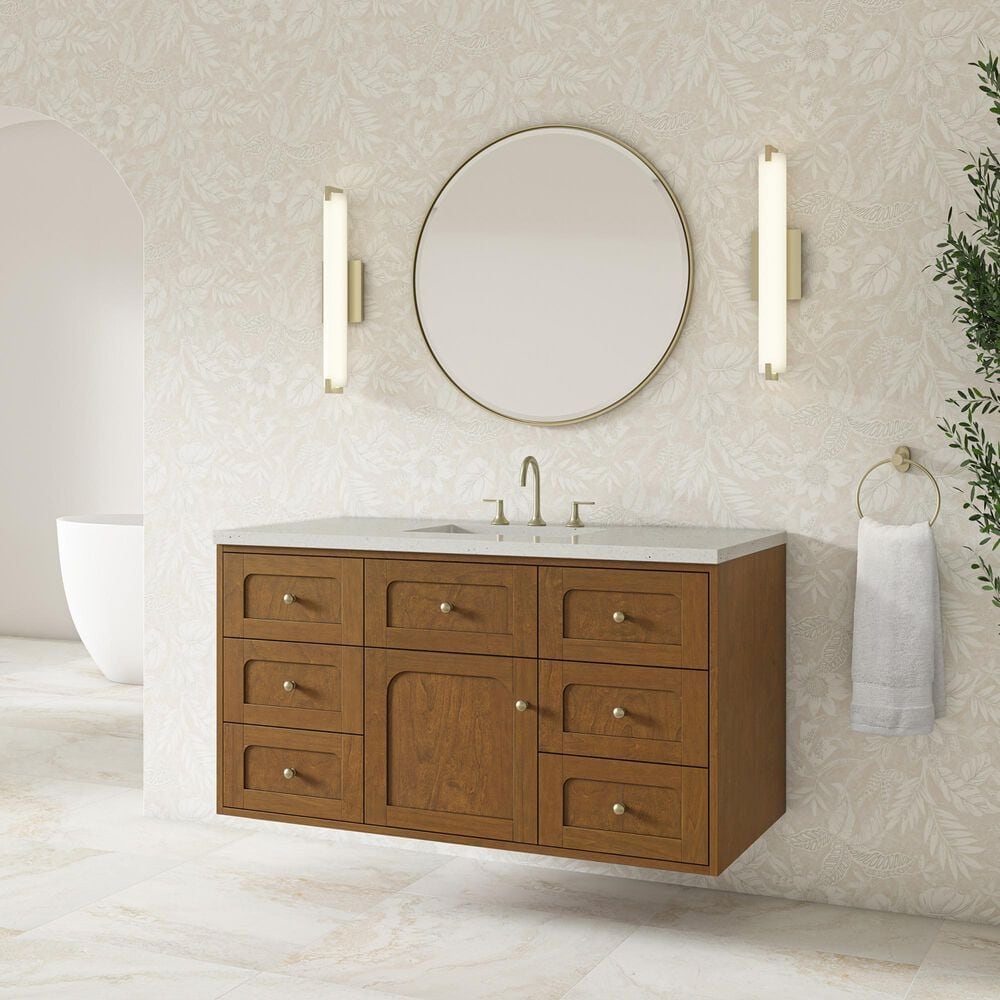 James Martin Laurent 48" Single Bathroom Vanity in Honey Oak with 3 cm Lime Delight Silestone Top and Rectangular Sink, , large