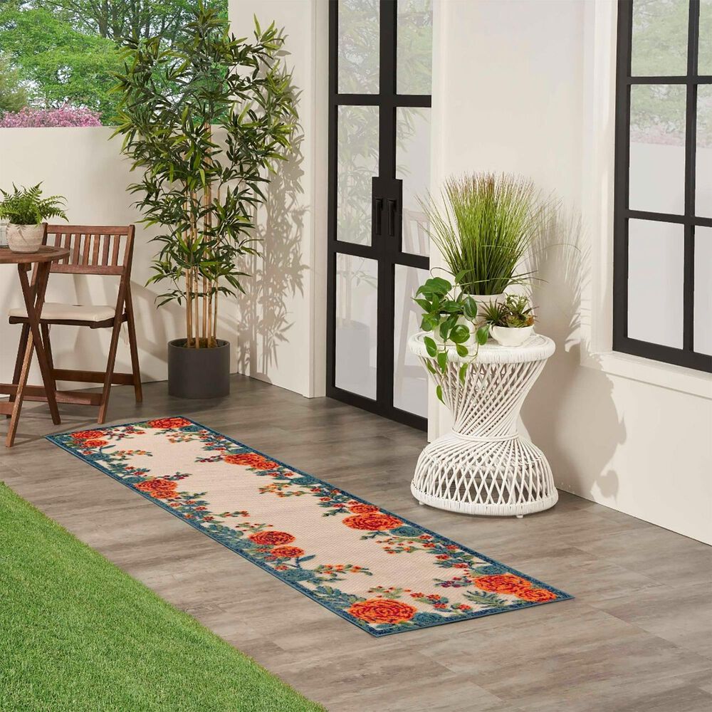 Nourison Aloha ALH33 2&#39; x 6&#39; Ivory and Multicolor Indoor/Outdoor Runner, , large