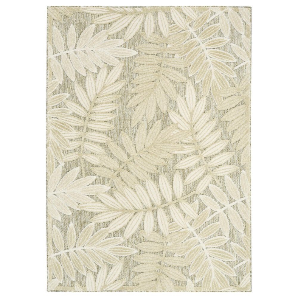 Nourison Aloha ALH18 Ivory and Sage 5"3" x 7"5" Indoor/Outdoor Area Rug, , large