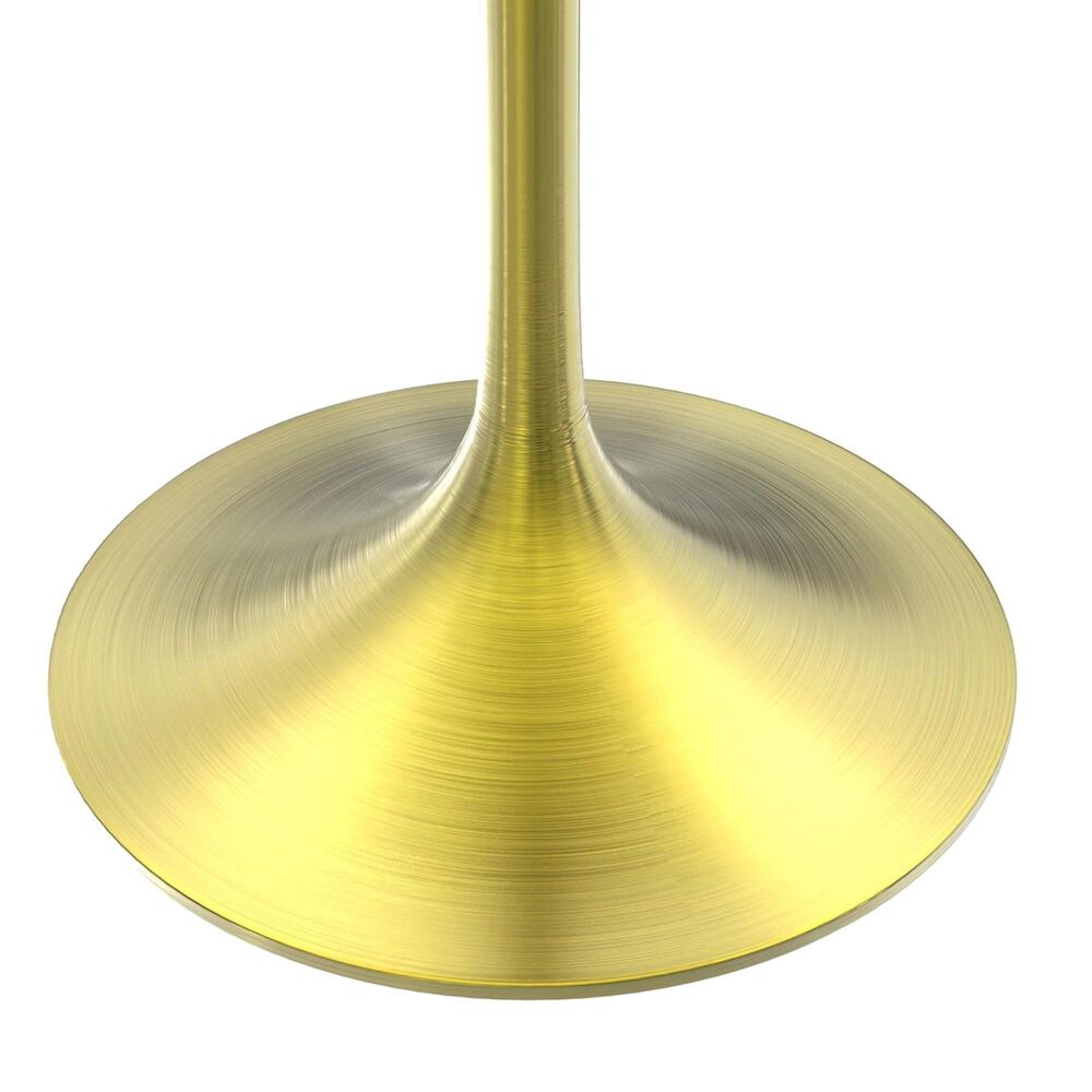 Leisuremod LeisureMod Verve Collection 27 Round Dining Table, Brushed Gold Base with Laminated White Marbleized Top, , large