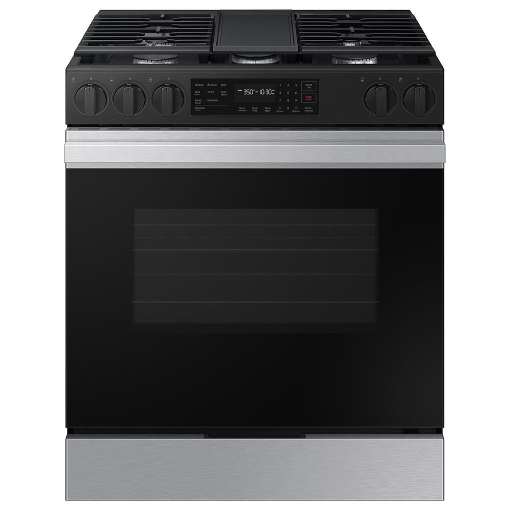 Samsung Bespoke Bespoke 6.0 Cu. Ft. Smart Slide-In Gas Range with Auto Conversion and 17K BTU Power Burner in Stainless Steel, , large