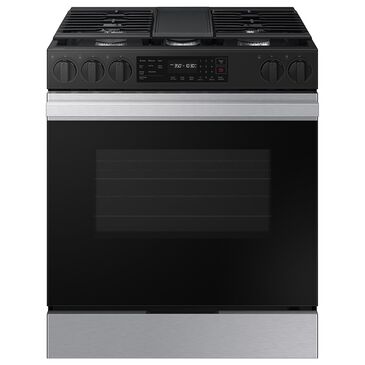 Samsung Bespoke Bespoke 6.0 Cu. Ft. Smart Slide-In Gas Range with Auto Conversion and 17K BTU Power Burner in Stainless Steel, , large