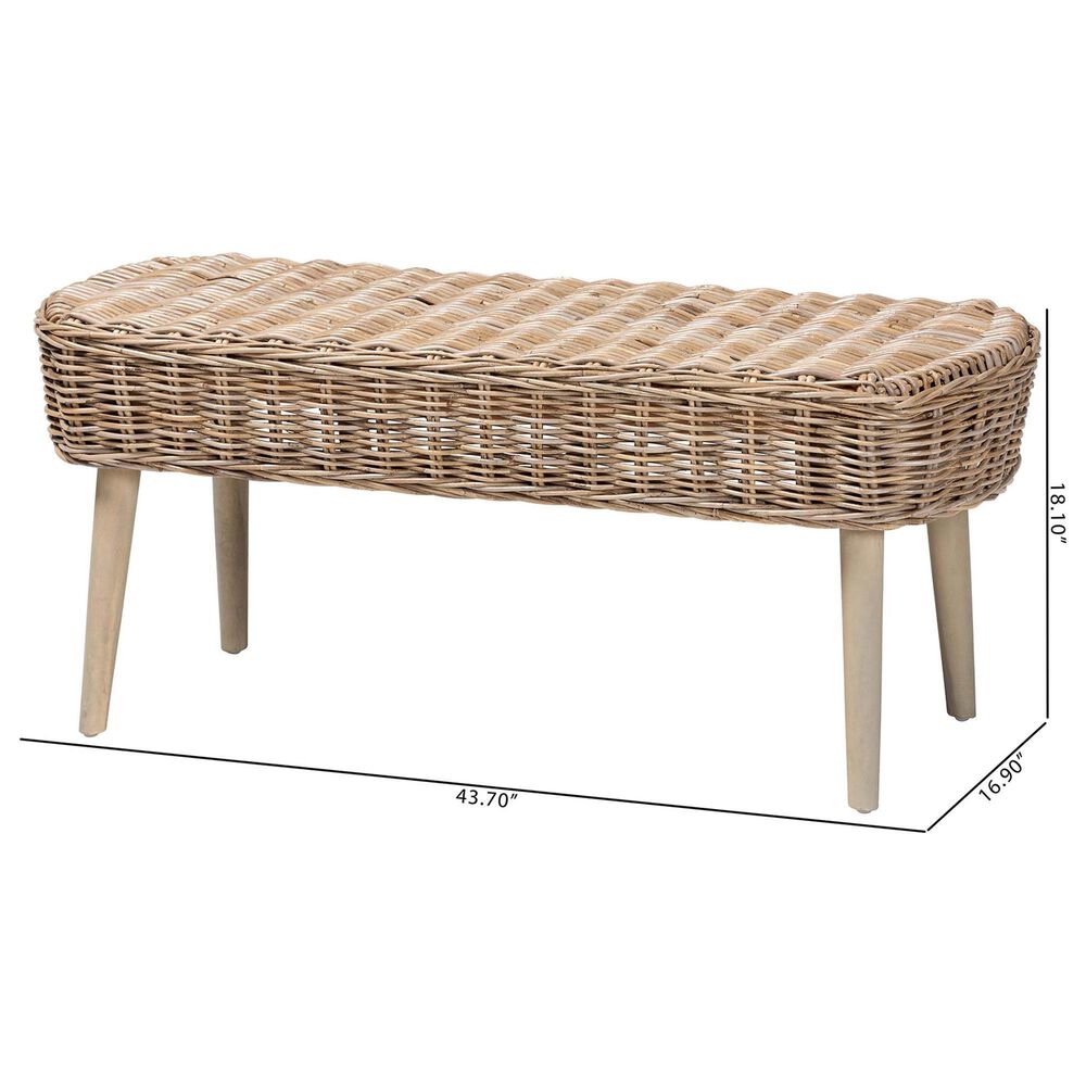 Baxton Studio Raisa Bench in Grey and Light Brown, , large