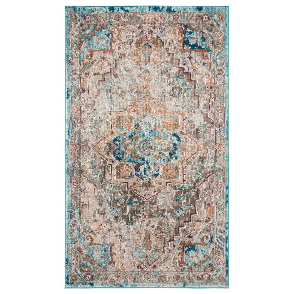 Safavieh Aria ARA119E 4" x 6" Beige and Blue Area Rug, , large