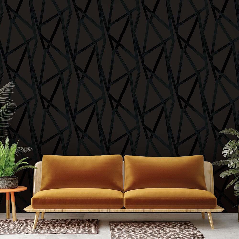 Tempaper Genevieve Gorder Intersections Black on Black Peel and Stick