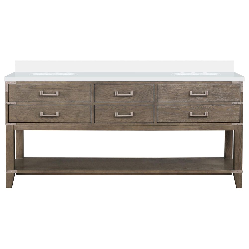 Lexora Home Norwalk 72&quot; Double Bathroom Vanity in Grey Oak with White Cultured Marble Top  and Rectangle Sink, , large