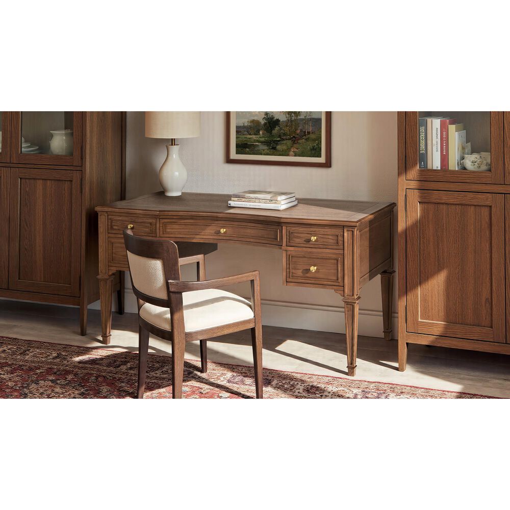 Jennifer Taylor Home Dauphin 59" 5-Drawer Executive Desk in Brown, , large