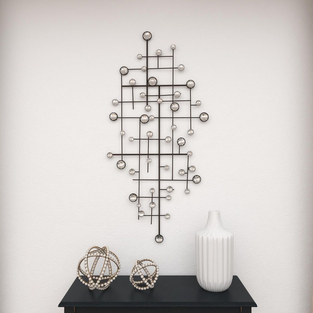 Maple and Jade 20&quot; x 42&quot; Glam Abstract Wall Decor in Matte Taupe and Silver, , large