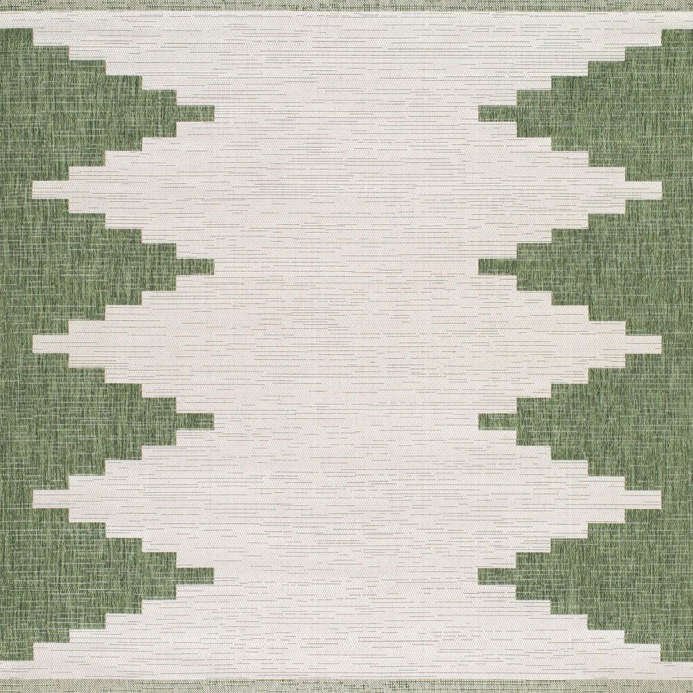 Surya Eagean EAG-2435 Grass Green, Ivory, Dark Green and Seafoam 6&#39;7&quot; Square Indoor/Outdoor Area Rug, , large