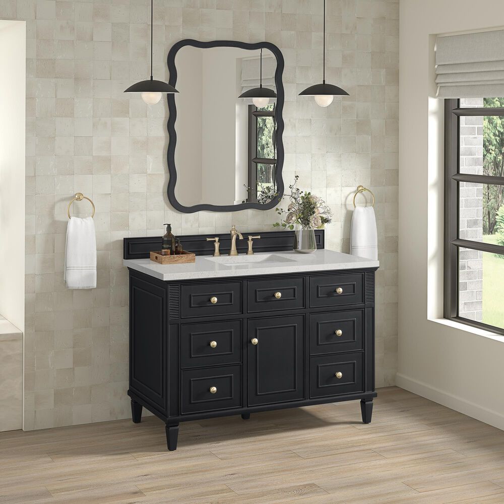 James Martin Vanities Lorelai 48&quot; Single Vanity in Black Onyx with 3 cm Lime Delight Quartz Top, , large