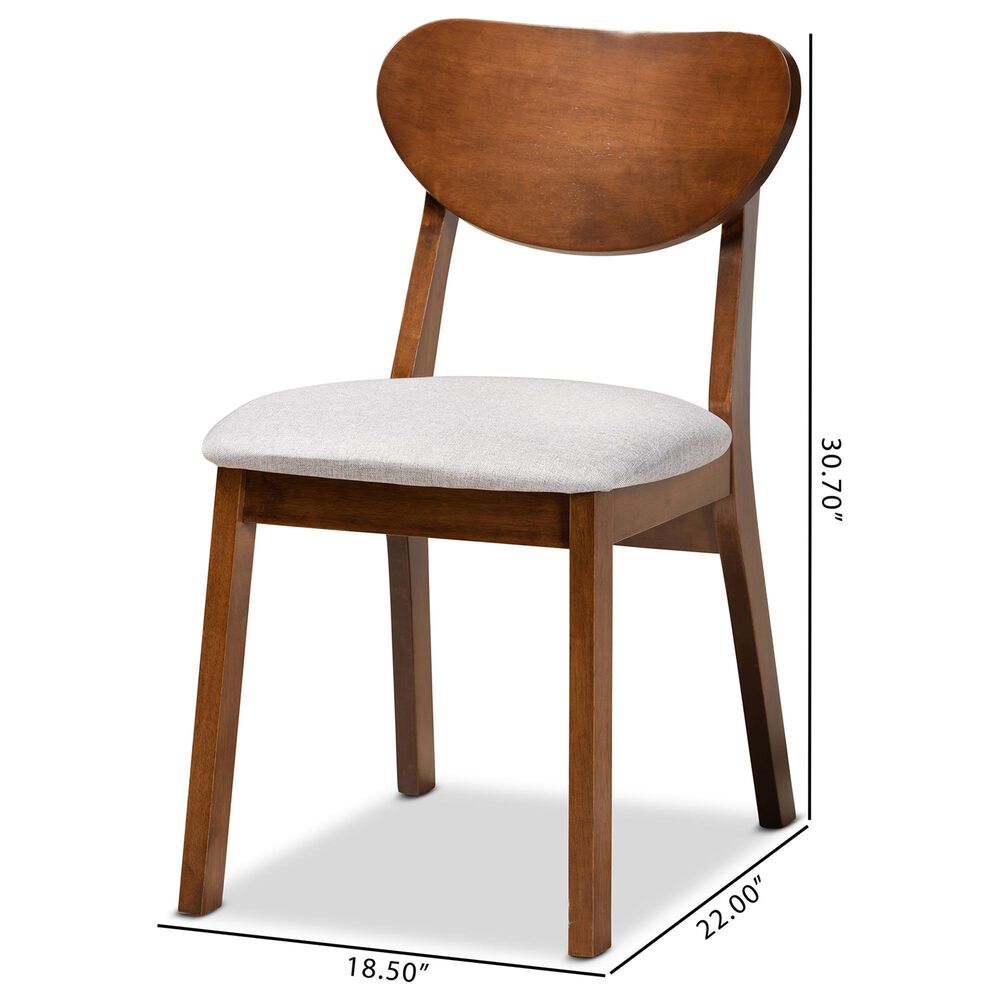 Baxton Studio Damara Side Chair with Grey Cushion in Walnut Brown (Set of 2), , large