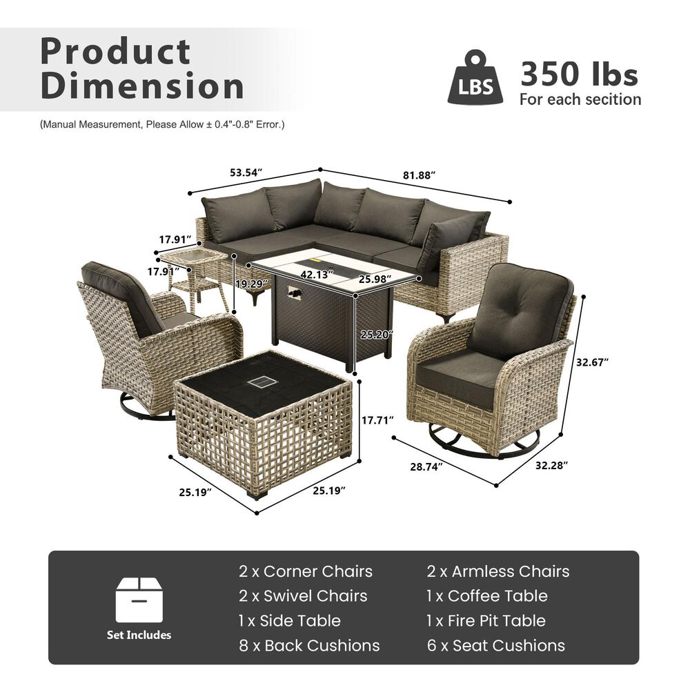 HOMLUX 9-Piece Patio Conversation Set in Black, , large