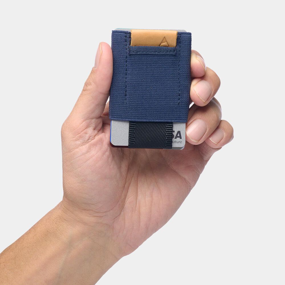 Nomatic Slim Wallet with Leather Tab in Navy and Brown, , large