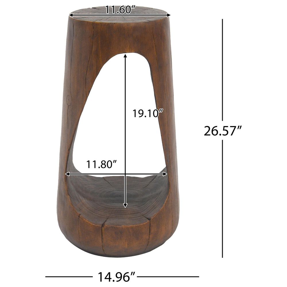Hearth and Haven Outdoor End Table with Hollow Design in Antique Brown, , large