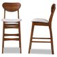 Baxton Studio Katya Bar Stool with Grey Cushion in Walnut Brown (Set of 2), , large