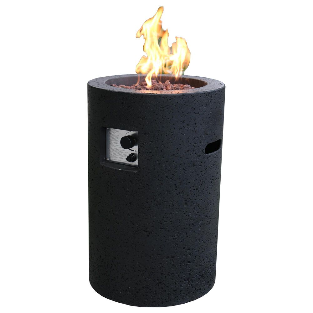 Elementi Fire Lava Tube Round Liquid Propane Fire Column in Black, , large