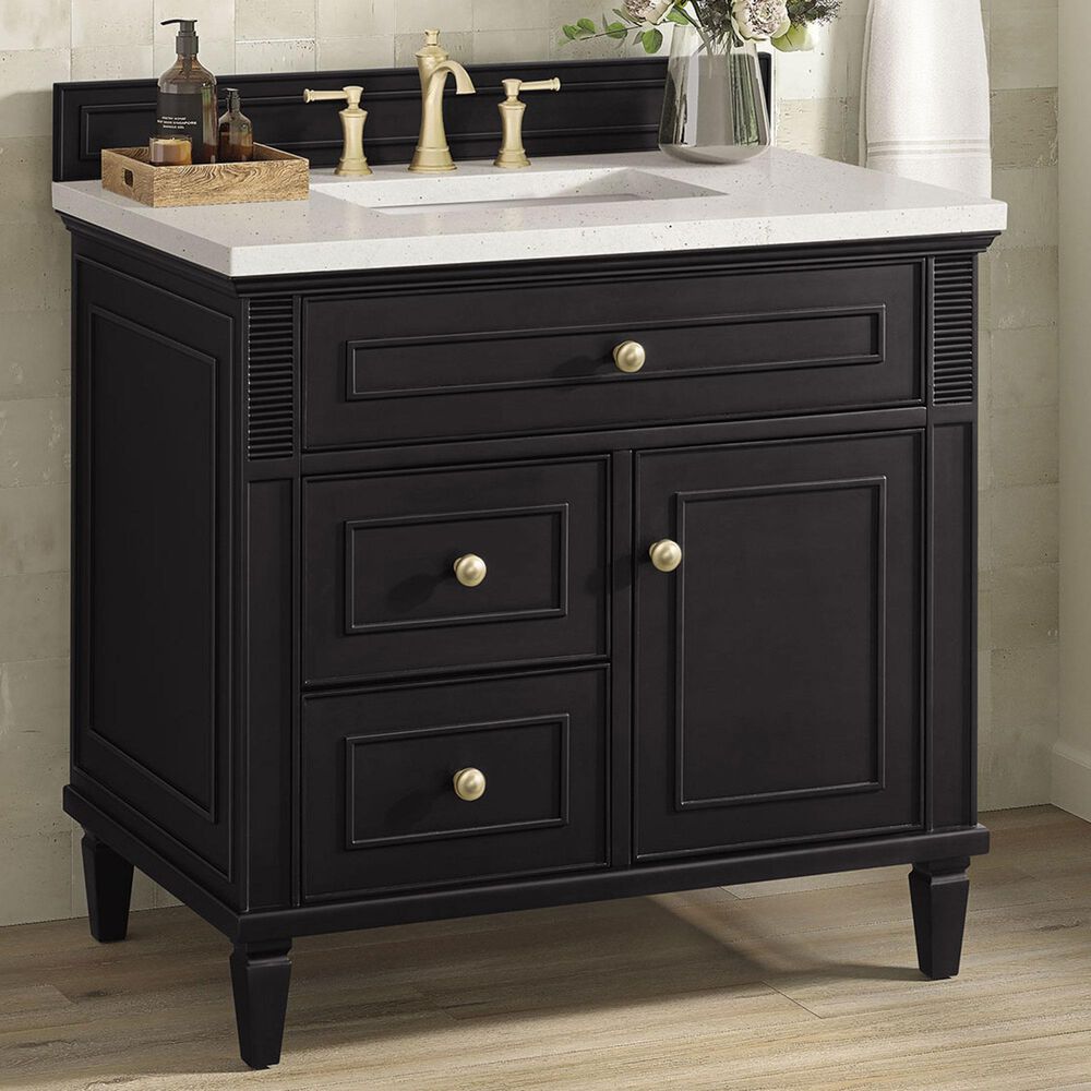 James Martin Vanities Lorelai 36&quot; Single Vanity in Black Onyx with 3 cm Lime Delight Quartz Top, , large