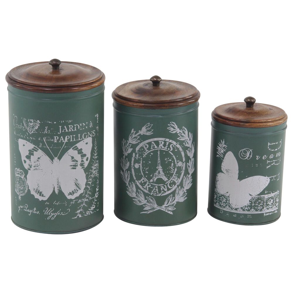 Maple and Jade Assorted Canisters in Green (Set of 3), , large