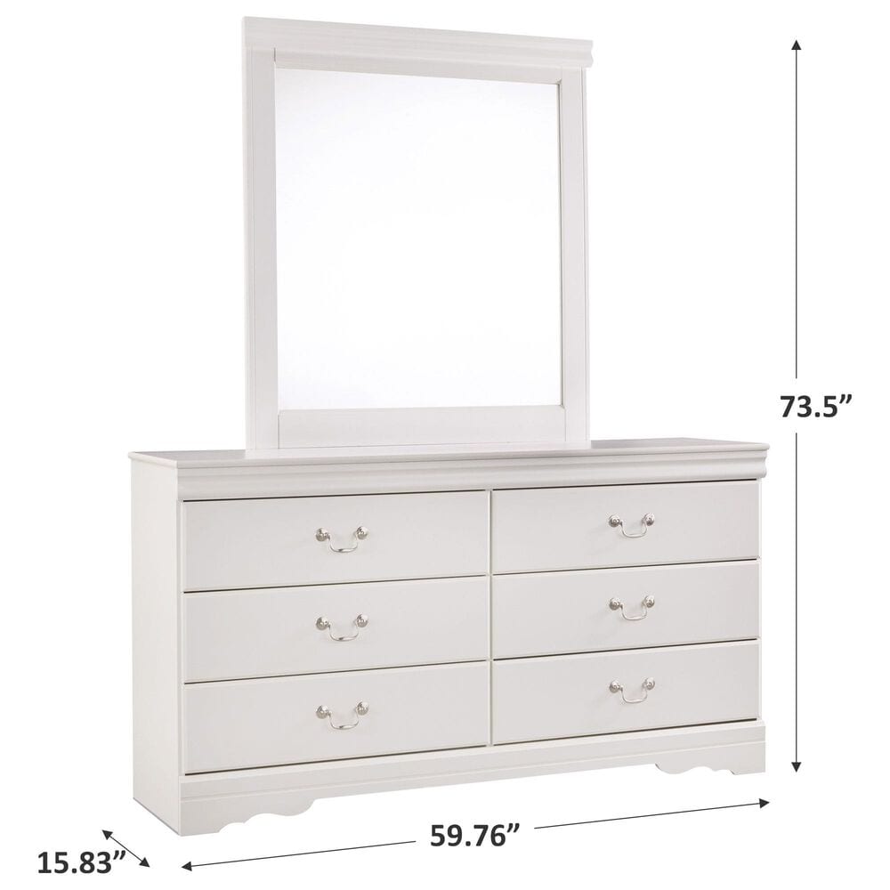 Ashley Anarasia 6-Drawer Dresser and Mirror in White, , large