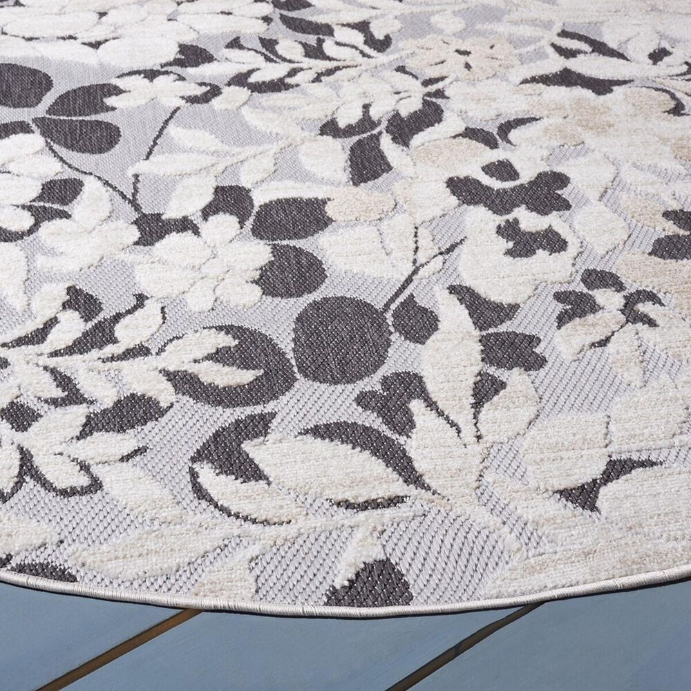 Safavieh Cabana CBN672A 6&#39;7&quot; Round Ivory and Charcoal Indoor/Outdoor Area Performance Rug, , large