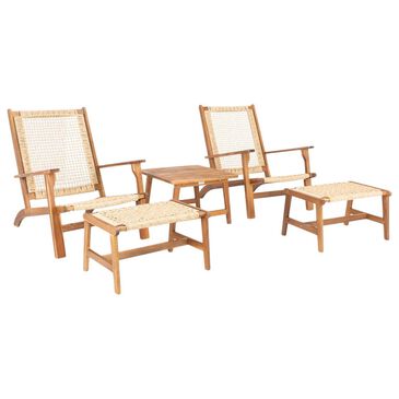 Safavieh Kelsey 5-Piece Patio Chat Set in Natural and Light Brown, , large