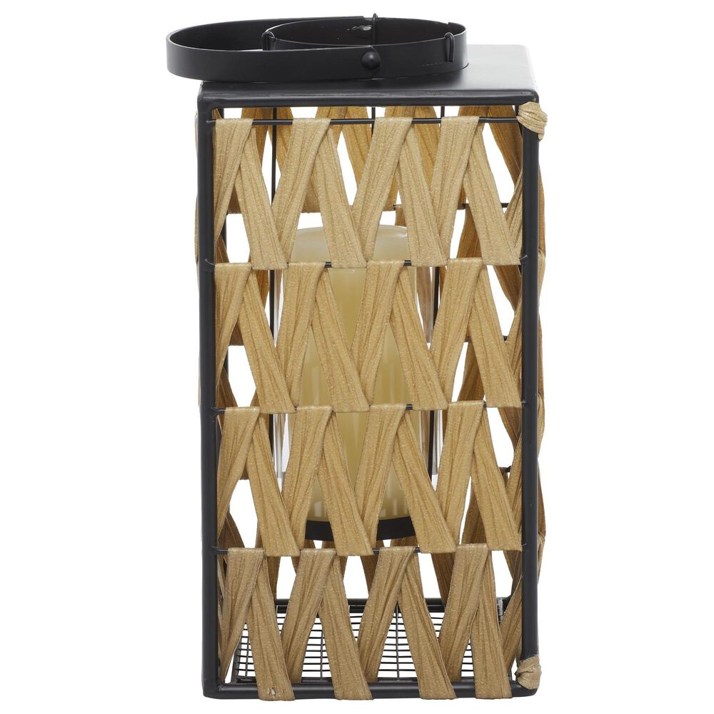Maple and Jade Medium Coastal Metal Lantern in Brown and Black, , large
