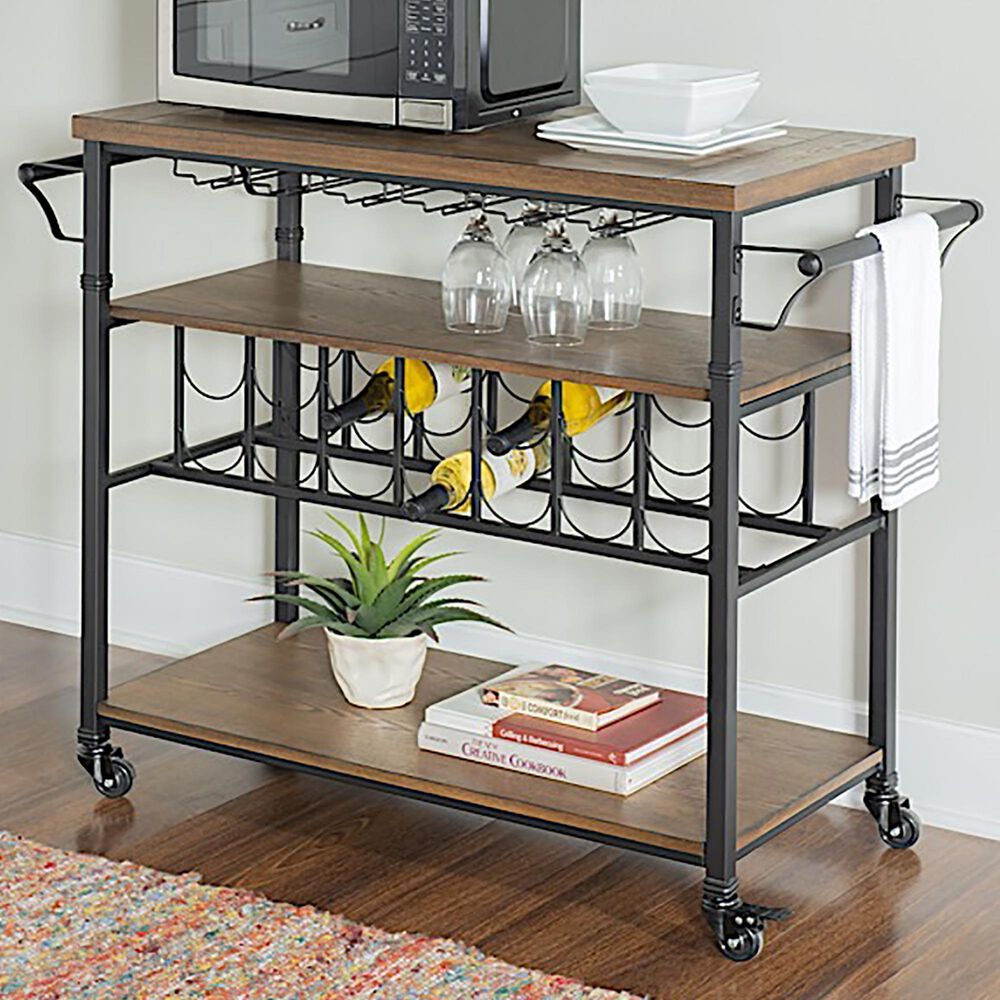 Linden Boulevard Austin Wine Cart in Black, , large