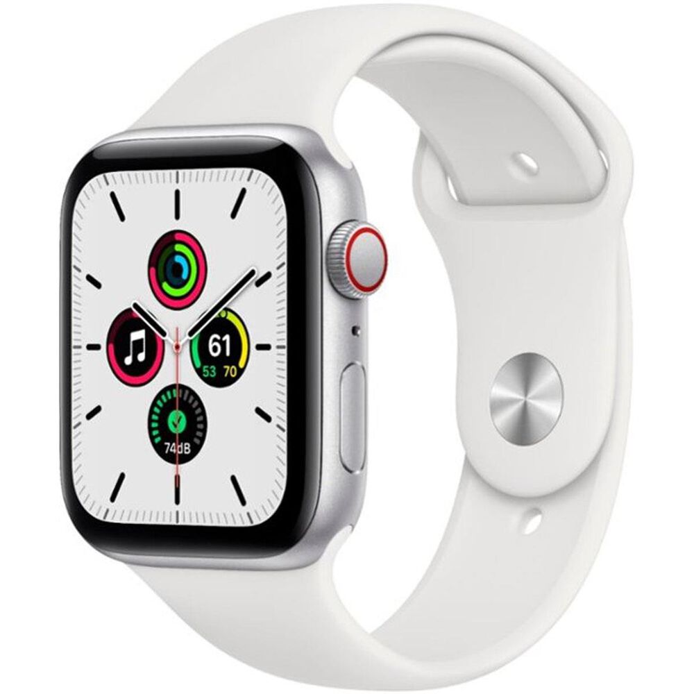 Apple Watch SE GPS + Cellular, 40mm Silver Aluminum Case with White Sport Band - Regular, , large
