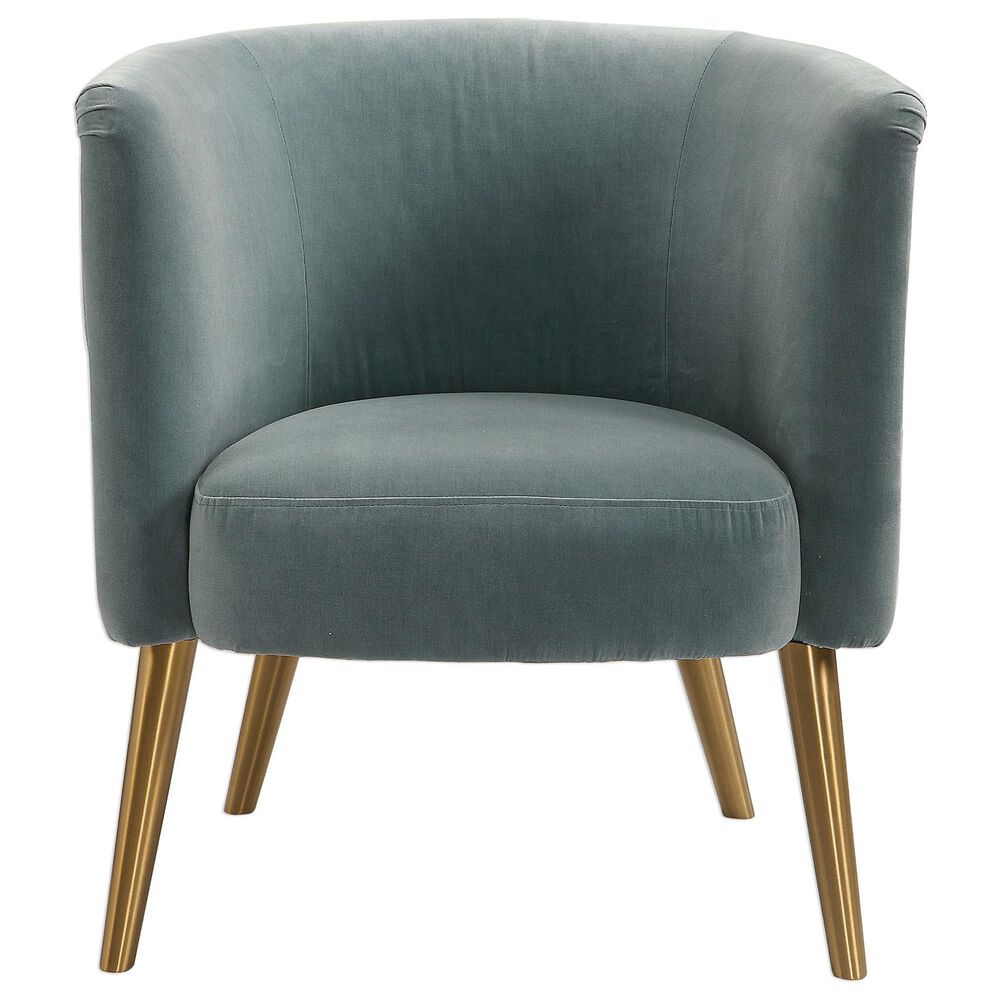 Uttermost Haider Accent Chair in Slate Blue Velvet, , large