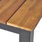 Hearth and Haven Outdoor Dining Table with Slatted Design and Iron Frame in Black, , large