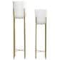 Maple and Jade Deep Recessed Dome Planter with Removable Stand in Matte White and Gold (Set of 2), , large