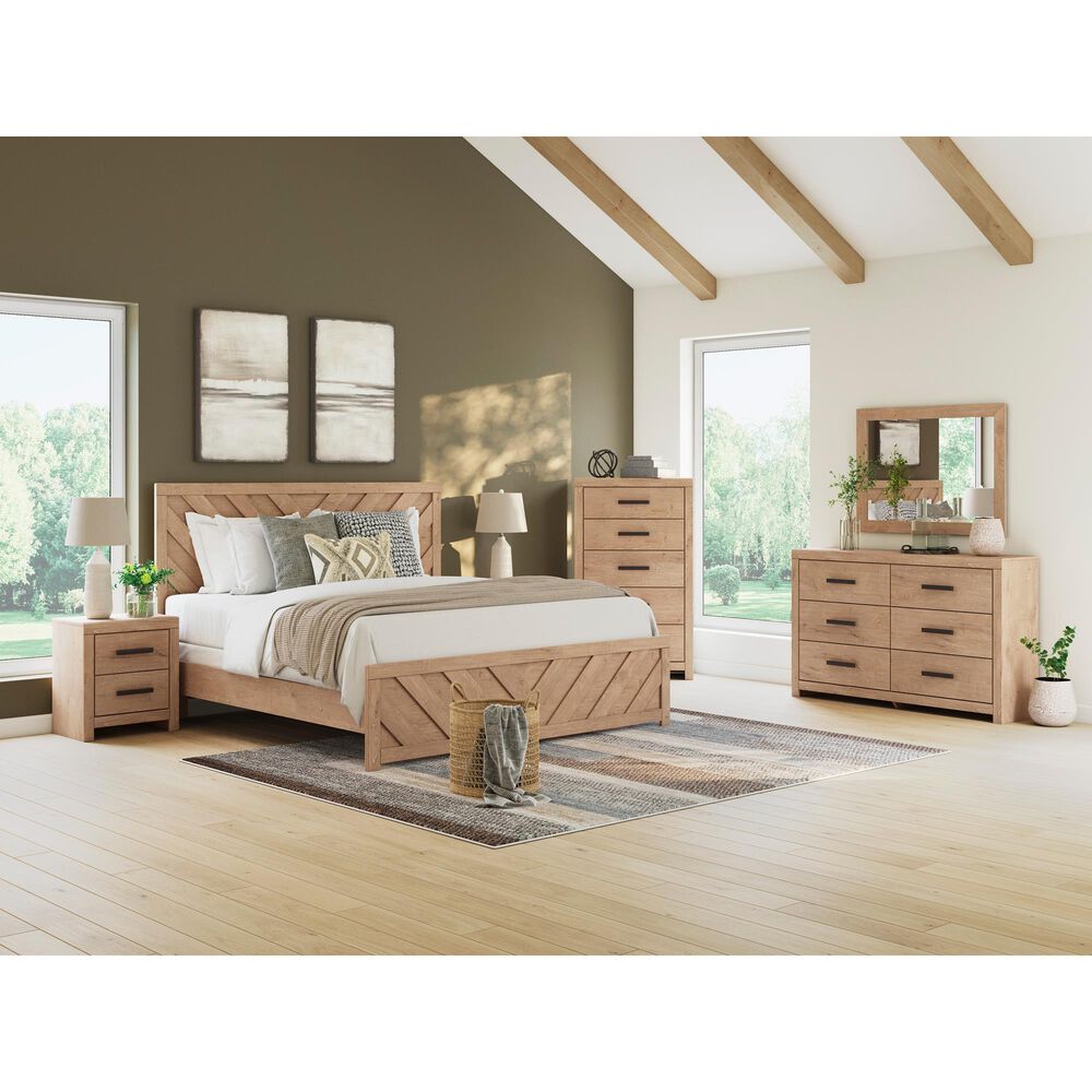 Ashley Sanginlane Dresser Mirror in Light Oak, , large