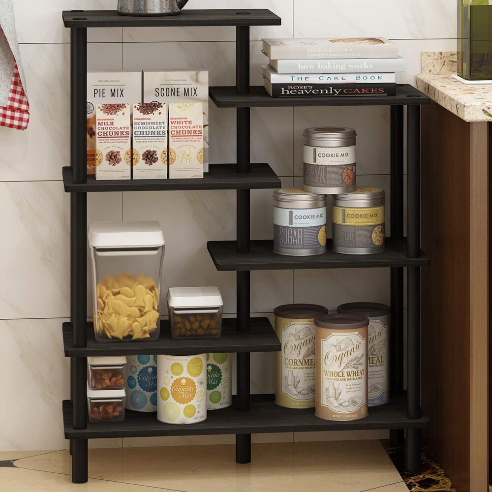 HOMLUX 6-Tier Accent Display Rack in Espresso and Black, , large