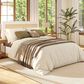 Hearth and Haven Haley Queen Platform Bed with Antique White Upholstery in Natural, , large