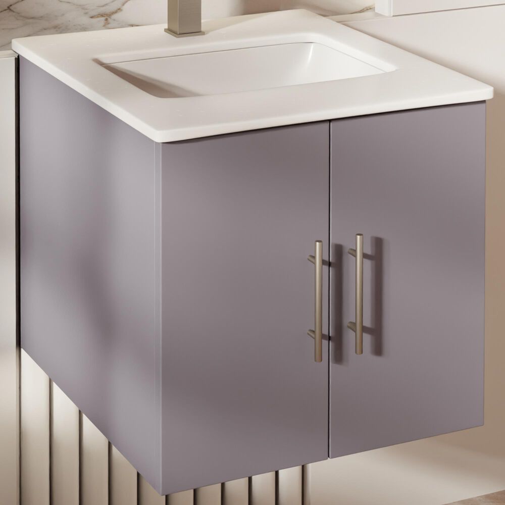 Lexora Home Geneva 24" Single Bathroom Vanity in Dark Grey with 2 cm White Cultured Marble Top and Rectangular Sink, , large