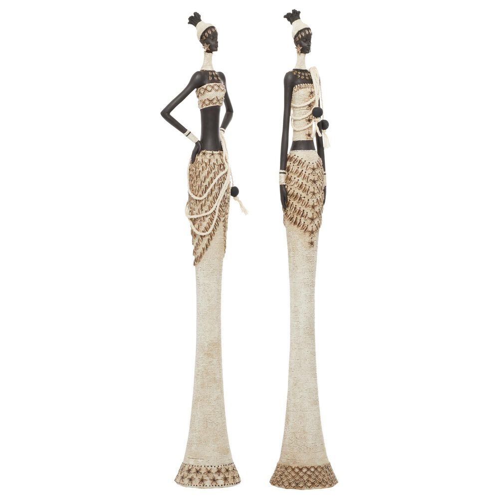 Maple and Jade Contemporary Stone Sculptures in White (Set of 2), , large