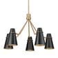 Golden Lighting Reeva 5-Light Chandelier with Black Shade in Modern Brass, , large