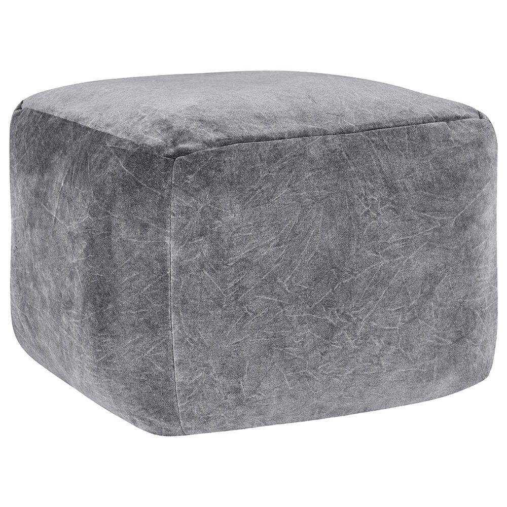 Classic Home Heirloom Pouf Ottoman in Gray Velvet, , large