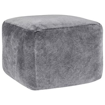 Classic Home Heirloom Pouf Ottoman in Gray Velvet, , large