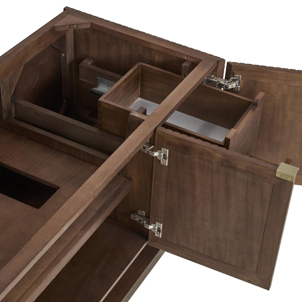 James Martin Vanities Marcello 48" Wall Mounted Single Bathroom Vanity in Chestnut with 3 cm Lime Delight Quartz Top and Rectangular Sink, , large