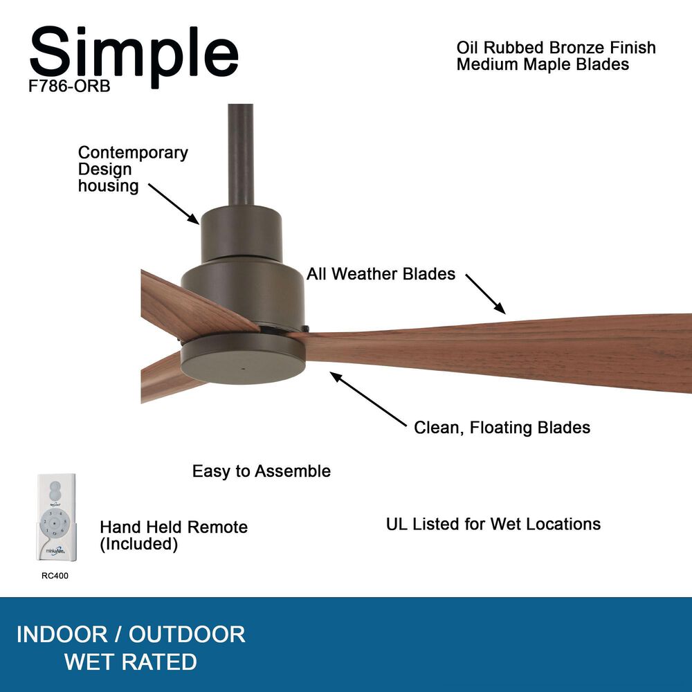 Minka-Aire Simple 44" Indoor/Outdoor Ceiling Fan in Oil Rubbed Bronze, , large
