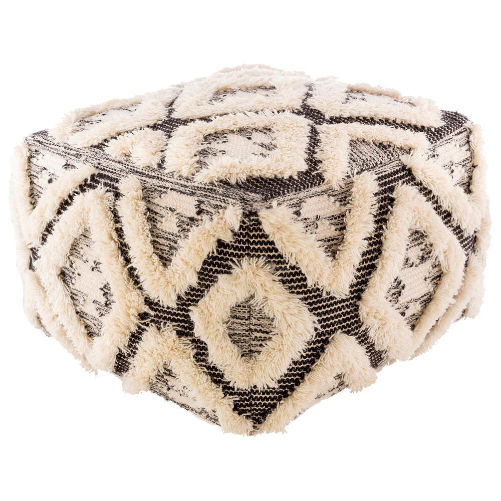 Surya Inc Apache Pouf in Cream/Black, , large