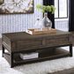 Ashley Johurst Lift Top Cocktail Table in Grayish Brown and Black, , large