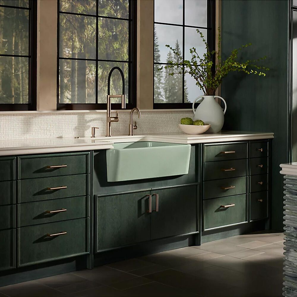 Kohler Ironridge 34" Undermount Single-Bowl Farmhouse Kitchen Sinks in Aspen Green, , large