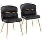 Lumisource Cinch Side Chair with Black Faux Leather Cushion in Gold (Set of 2), , large